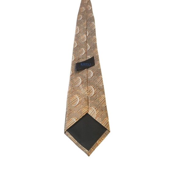 Philippe Ertu Mens Neck Tie 100% Silk Tan Gold Abstract Japan Designer Wedding - Picture 4 of 13